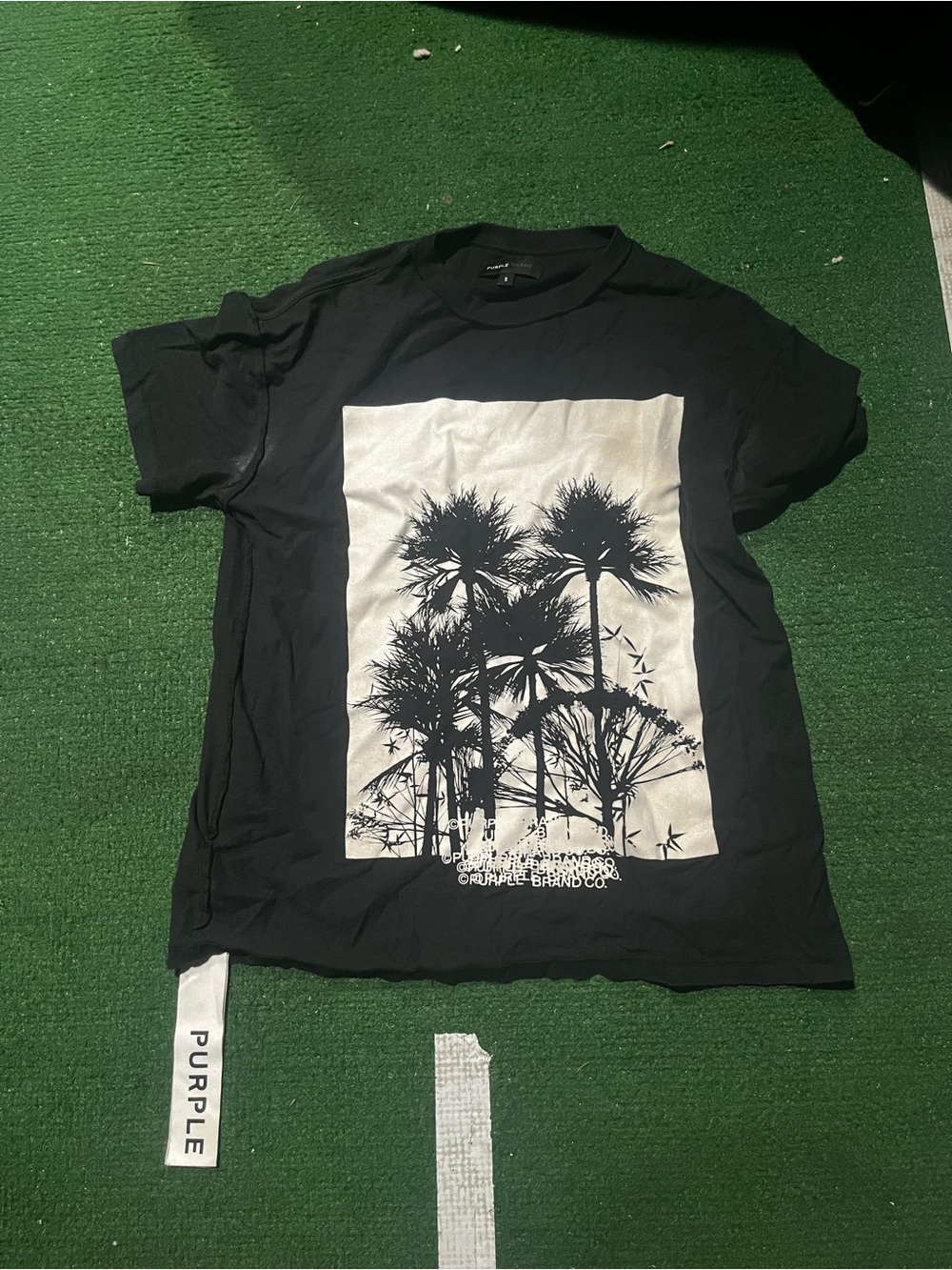 Black Short-Sleeve Palm Graphic Tee by Purple Brand